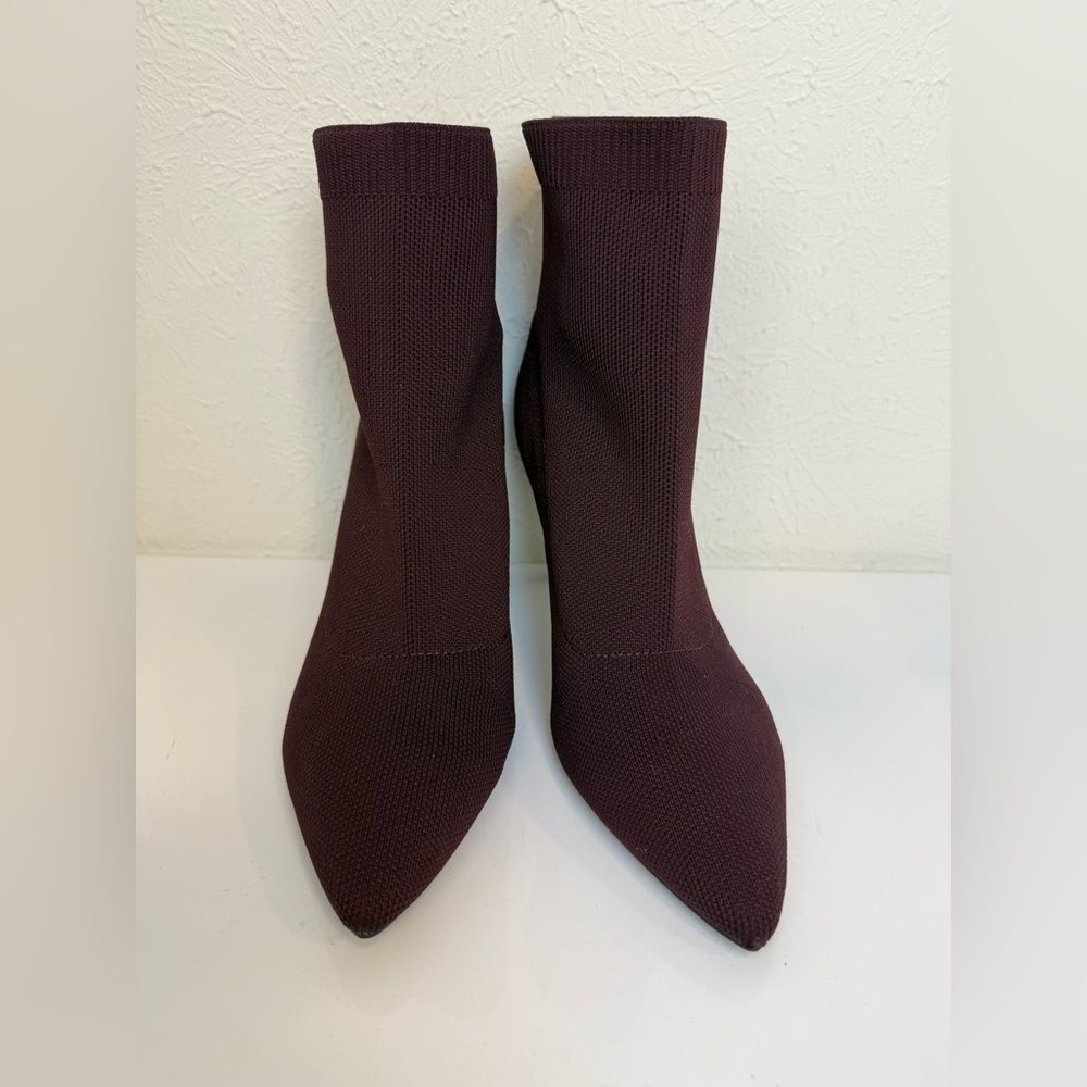 Calvin Klein Gabby Burgundy Knit Pointed Toe Sock Booties Size 7 - Picture 2 of 6